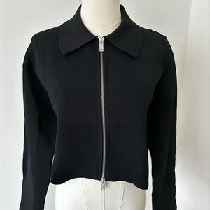 COS Cropped Black Collared Zip-Front Blazer Jacket